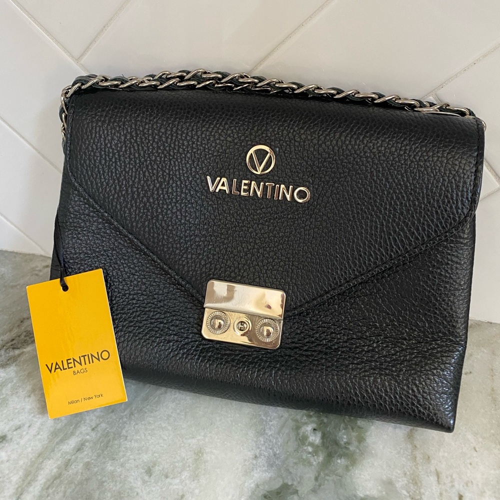 Valentino Isabelle Black Dollaro Leather Crossbody